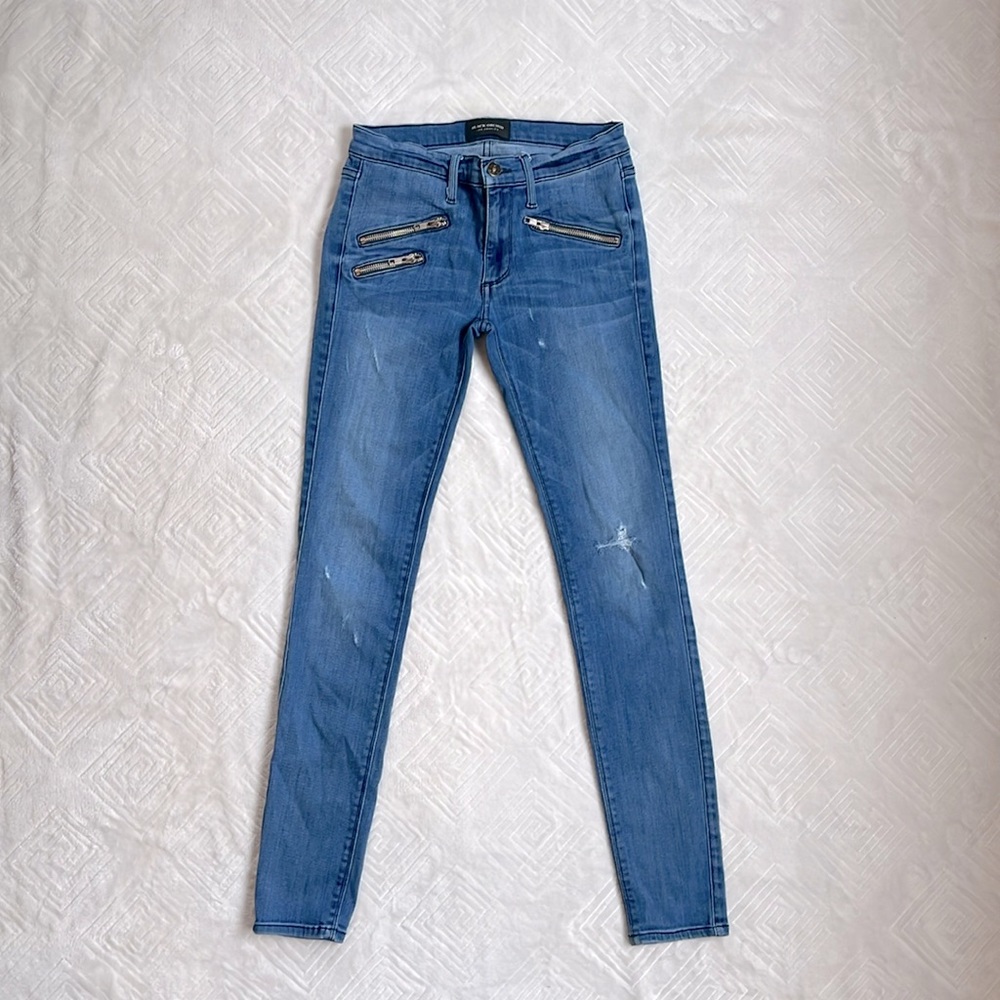Black Orchid Blue Zipper Skinny Jeans (size
